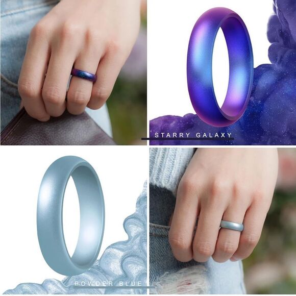Silicone Wedding Bands Pack of 7 - Picture 4 of 5